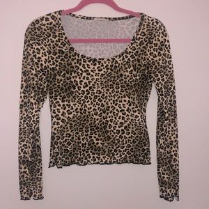 Leopard crinkle edge long sleeve